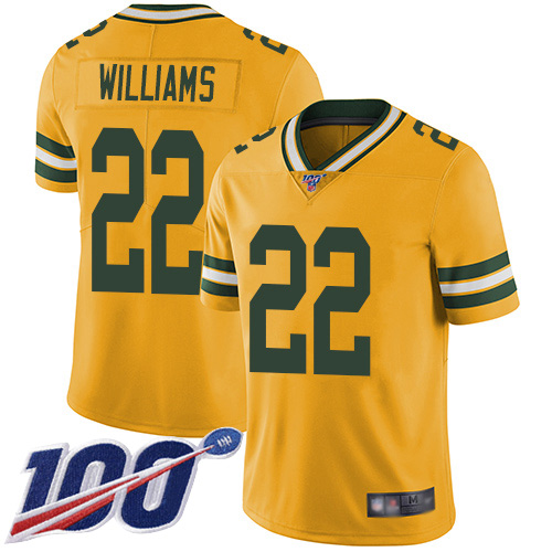 Green Bay Packers Limited Gold Men #22 Williams Dexter Jersey Nike NFL 100th Season Rush Vapor Untouchable